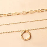 Retro Goldfarbene Layered Halskette