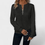Joy - Weisser eleganter Strickpullover mit Zopfmuster
