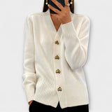Marij - Dunkelblauer Cardigan mit V-Ausschnitt im Vintage-Look