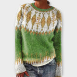 Devyn - Petrolfarbener kuscheliger Pullover mit Norweger-Muster