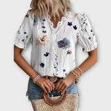 Emily - Rosa Bluse mit Blütenmuster und Spitze