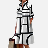 Midi-Kleid mit geometrischem Muster