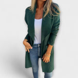 Eliane - Grauer eleganter Longline-Cardigan