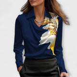 Meli - Champagnerfarbene glänzende Bluse mit Raffung