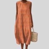 Terrakottafarbenes Leinenkleid