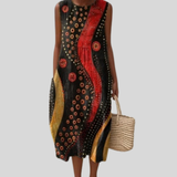 Schwarzes Kleid mit Boho-Muster