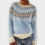 Devyn - Petrolfarbener kuscheliger Pullover mit Norweger-Muster