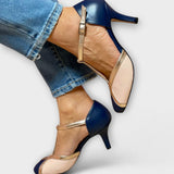Adelheid - Zweifarbige T-Steg-Pumps