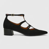 Lieselotte - Schwarze T-Steg-Pumps