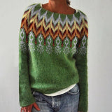 Veronika - Petrolfarbener kuscheliger Pullover mit Tannenmuster