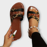 Panthermuster Sandalen mit Kreuzriemen