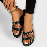 Panthermuster Sandalen mit Kreuzriemen