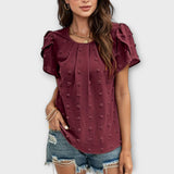 Charlotte - Bordeauxrote Polka-Dot-Bluse