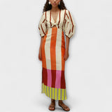 Kaya - Maxi-Kleid mit Dekolleté und Ballonärmeln