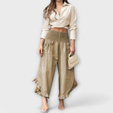 Lockere Leinenhose mit modischen Falten