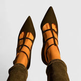Lieselotte - Schwarze T-Steg-Pumps