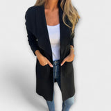 Eliane - Grauer eleganter Longline-Cardigan