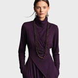 Teresa - Asymmetrisches Maxikleid aus Strick mit Rollkragen