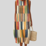 Kleid mit Holz-Patchworkmuster