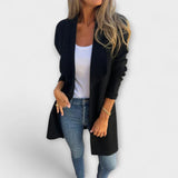 Eliane - Grauer eleganter Longline-Cardigan