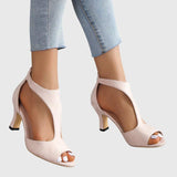 Edeltraud - Roséfarbene Riemchen-Pumps