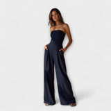 Amélie - Eleganter dunkelblauer Bandeau-Jumpsuit