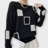 Isalina - Cremefarbener bequemer Pullover mit grafischem Muster