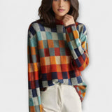 Ursula - Bunter Rollkragenpullover mit Karomuster