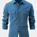 Hemd aus Denim-Mischung - Knöpfe