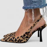 Liorina - Khaki-Pumps mit Leopardenmuster und spitzer Zehenpartie