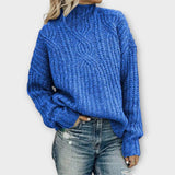 Harper - Schwarzer kuscheliger Pullover mit Zopfmuster
