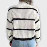 Chavala - Grüner Rollkragenpullover mit Streifen