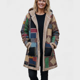 Herbst - Erdenfarbener Patchwork-Hoodie