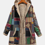 Herbst - Erdenfarbener Patchwork-Hoodie