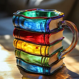 Farbiger künstlerischer 3D-Becher mit Buchmotiv