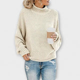 Fleur Rousse - Cremefarbener dicker Rollkragenpullover