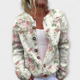 Noa - Cremefarbener Cardigan mit Blütenprint