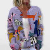 Calia - Lila Cardigan mit Hundemotiv