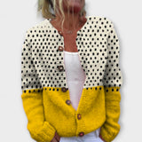 Elin - Strickjacke mit Tupfen und gelbem Farbblock