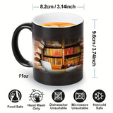 Magischer keramischer Thermobecher mit Bücherregal-Motiv