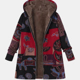 Marina - Boho Abstrakter Patchwork Hoodie Mantel