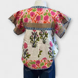 Uriella - Weisse Boho-Bluse mit Blütenstickerei