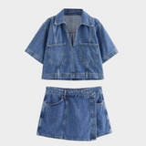 Julie - Jeans-Set mit V-Ausschnitt