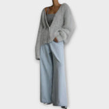 Dahlia - Beiger eleganter Flausch-Cardigan