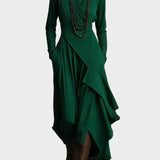 Teresa - Asymmetrisches Maxikleid aus Strick mit Rollkragen
