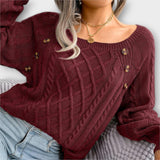Malia - Dunkelgrauer Pullover mit Knöpfen und Zopfmuster