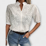 Élise - Weisse Bluse mit Stickerei
