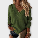 Jane - Schwarzer kuscheliger Pullover mit V-Ausschnitt