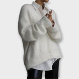 Dahlia - Beiger eleganter Flausch-Cardigan