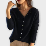 Paige - Grauer gemütlicher Cardigan mit Knopfleiste